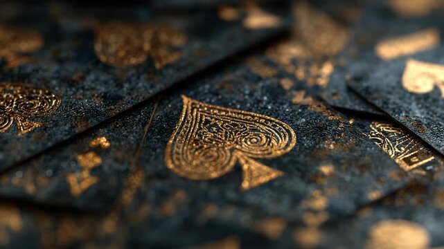 Close-up of Ace of Spades Playing Card - Detailed Texture and Deep Black Background - Gambling, Poker, Game Night, Casino Theme.