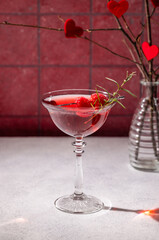 Romantic raspberry cocktail celebrating valentine's day love