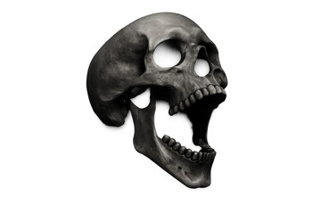 Obraz premium Human skull screaming expression with open jaw and teeth, representing horror, death, fear, and halloween concepts