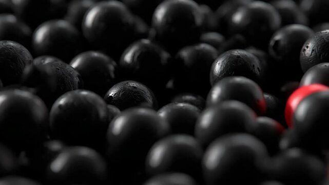 Single red berry among black berries