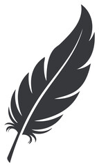 Fototapeta premium Elegant black bird feather quill icon. Simple, isolated vector silhouette illustration.