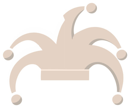 Monochrome Jester Hat or Fools Cap Vector Illustration Isolated