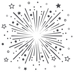 Obraz premium Abstract black and white design of stars, dots, and radial lines
