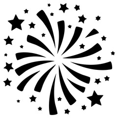 Obraz premium Stylized fireworks bursts illustration with stars in monochrome colors for festive celebrations