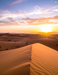 Sunrise over desert dunes (1)