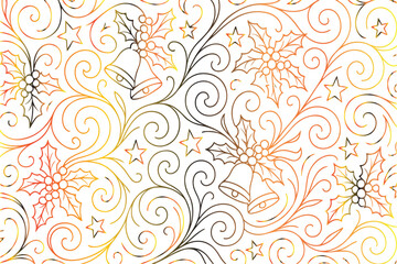 Elegant holiday pattern with bells and snowflakes Vector