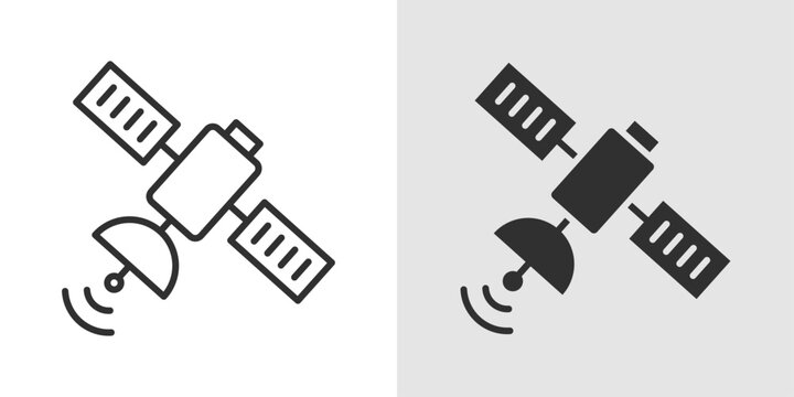 AI Satellite icon representing intelligent space technology, featuring a satellite with circuits or neural patterns to symbolize data transmission, communication, and advanced satellite systems.