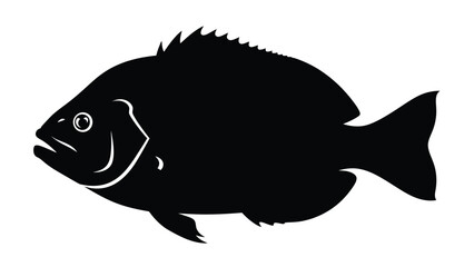 Black and white fish with whiskers and smiling expression smile