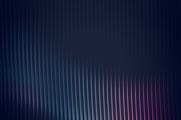 Abstract dark blue background with vertical ribbed texture and neon blue pink purple green light accents