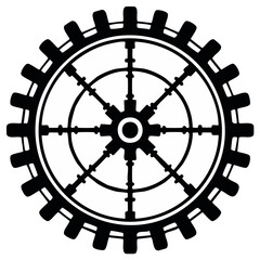 Obraz premium Steampunk style gear or cogwheel vector illustration in black and white