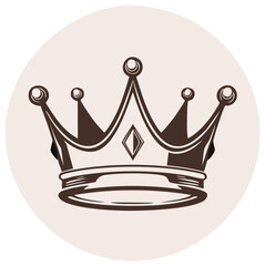 Elegant royal crown icon illustration in a vintage style. Symbol of monarchy, power, and luxury for logo design.