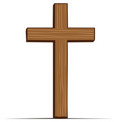 Wood Cross Symbol of Christian Faith and Salvation Wood Grain Texture Illustration