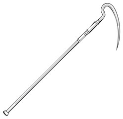 Line art illustration of a traditional shepherd's crook, a symbol of ancient authority and guidance