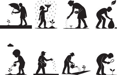 People engaging in gardening activities Vector © MdSakibul