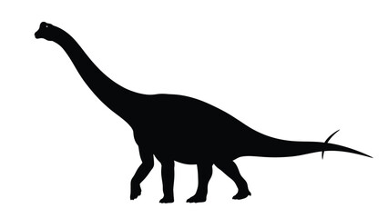 Black silhouette of a long-necked dinosaur with a tail spike © Salman
