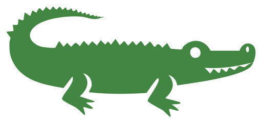 Obraz premium Stylized Green Alligator Silhouette Reptile with Jagged Back