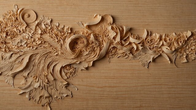 Creative composition of piece of wood that has been carved into piece of wood - Generative AI