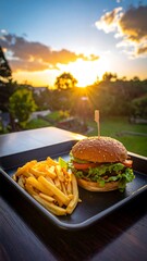 Sunset burger and fries