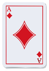 Ace of Diamonds Single Playing Card Symbolizing Chance Luck Success Game Strategy Red Diamond Suit White Background
