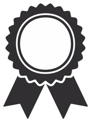 Simple Black and White Rosette Badge with Ribbons Award Seal Icon