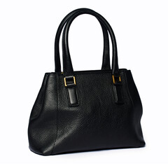 Naklejka premium Women's leather bag on a white background.