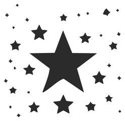 Obraz premium Monochrome Abstract Pattern of Scattered Stars and Celebration Sparkles