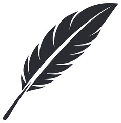 Fototapeta premium Minimalist Dark Feather Illustration Graphic Design Element Symbolizing Writing Creativity or Nature