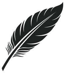 Obraz premium Elegant Feather Design Black Silhouette Isolated on White Background for Creative Projects