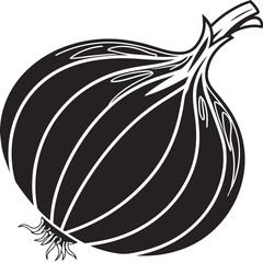 A simple black and white illustration of an onion Vector