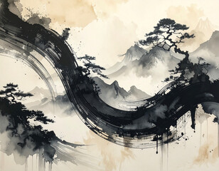 Wabi-Sumi Texture &mdash; Minimal Japanese Ink Abstract