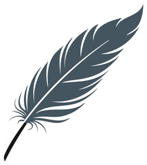 Obraz premium Stylized Bird Feather Illustration Graphic Quill Vector Object, Soft Gray Texture, Simple Design