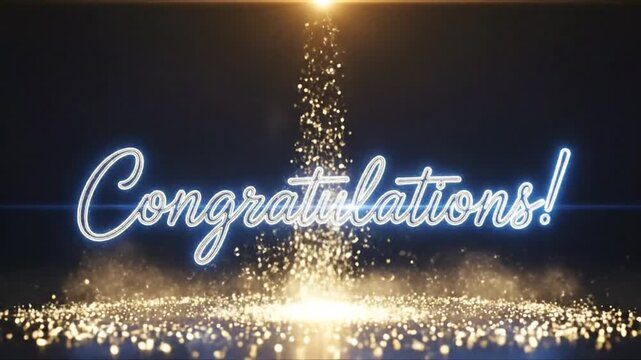 celebratory fireworks with glowing congratulations message in a festive display