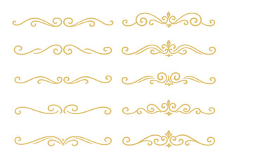 Obraz premium Gold flourishes and ornate divider collection with elegant scroll borders for vintage design elements