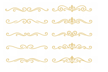 Gold flourishes and ornate divider collection with elegant scroll borders for vintage design elements