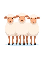Three sheep standing in a row