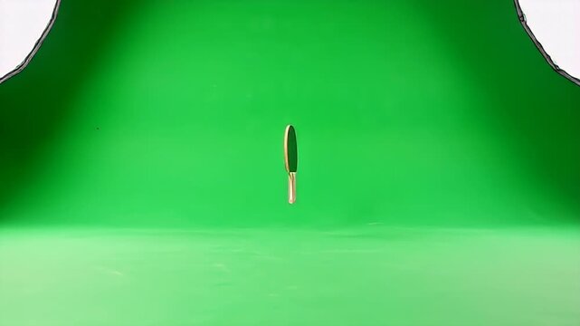 Close-up of Ping Pong Paddles on Green Background.