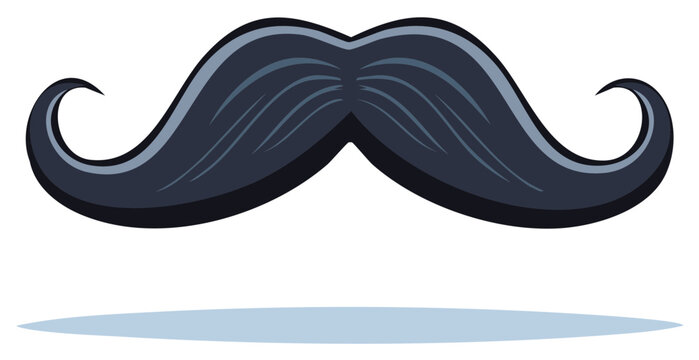 Stylized dark handlebar mustache with curled ends and shadow - Powered by Adobe