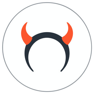 Halloween devil horns headband for costume party, minimal design in a circle frame, fun accessory for Halloween celebration