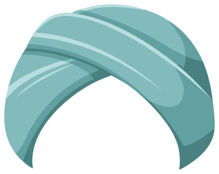 Traditional light blue turban headdress or pagri headwrap illustration
