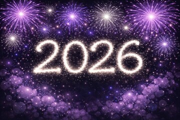 Spectacular fireworks display illuminates the new year with 2026 brightly shining