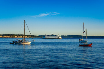Early morning light on boats in the harbor at Port Townsend Washington