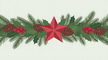 Festive garland with red star