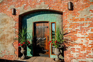 Doorway in an antique brick building