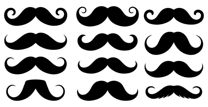 vintage moustache silhouette icon set