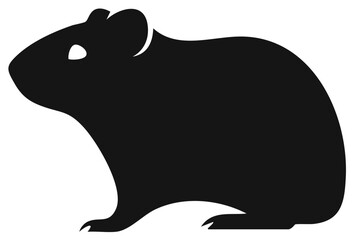Obraz premium Simple black silhouette icon of a hamster or guinea pig. A minimalist graphic illustration of a pet rodent.