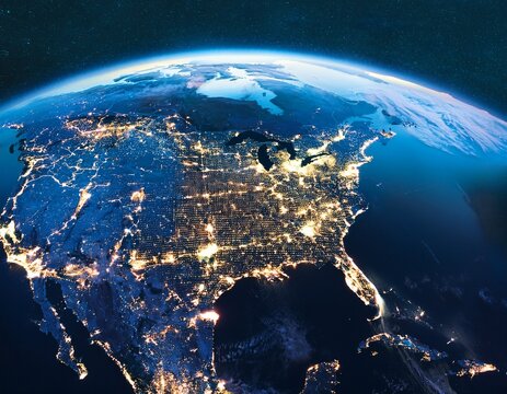 north america at night a celestial view of urban lights - Powered by Adobe