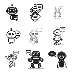 Futuristic AI Chatbot Robot Assistant With Speech Bubble