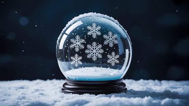 Winter snow globe with snowflakes