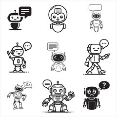 Virtual Assistant Chatbot Robot Speech Bubble Black Vector