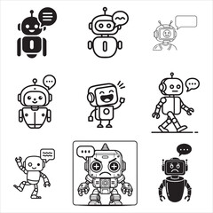 Friendly AI Chatbot Robot Assistant With Speech Bubble